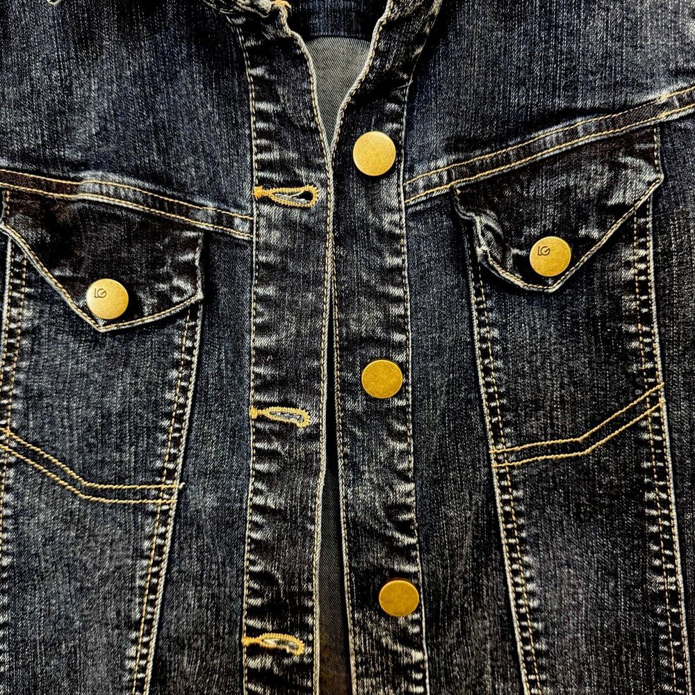 LOGO by Lori Goldstein Button Front Jean Jacket XS 0 Released Hem - Picture 3 of 11